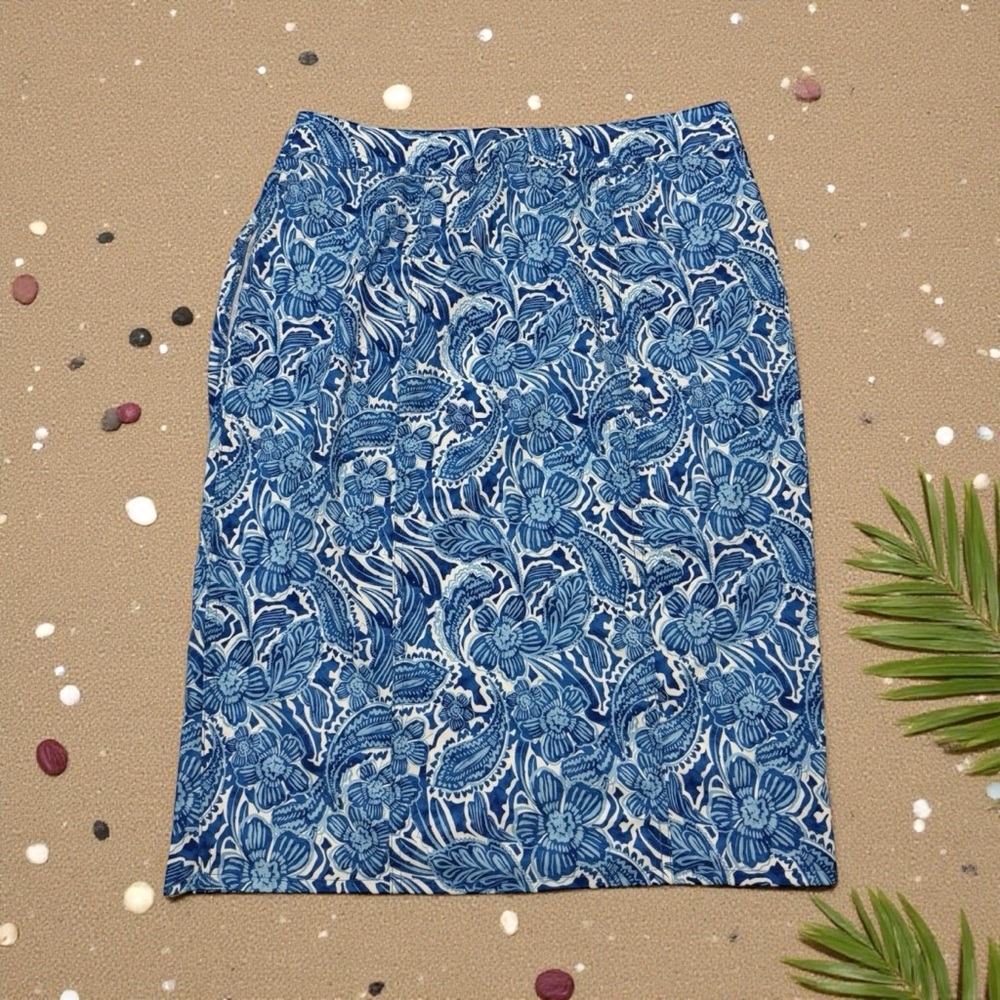 RipSkirt Hawaii Floral Print Skirt Beach Cover Up Lightweight Blue White L